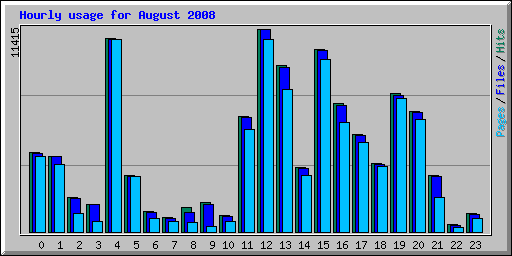 Hourly usage for August 2008